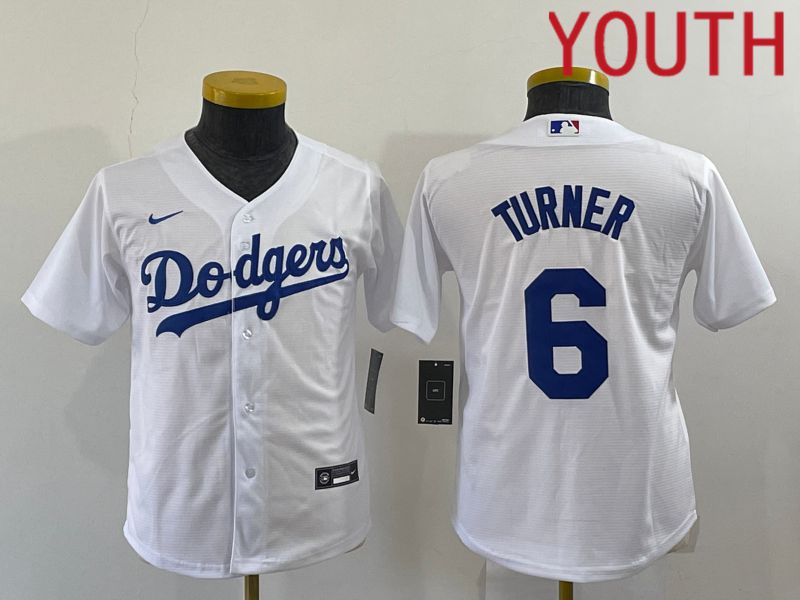 Youth Los Angeles Dodgers #6 Turner White Game Nike 2022 MLB Jersey->seattle seahawks->NFL Jersey